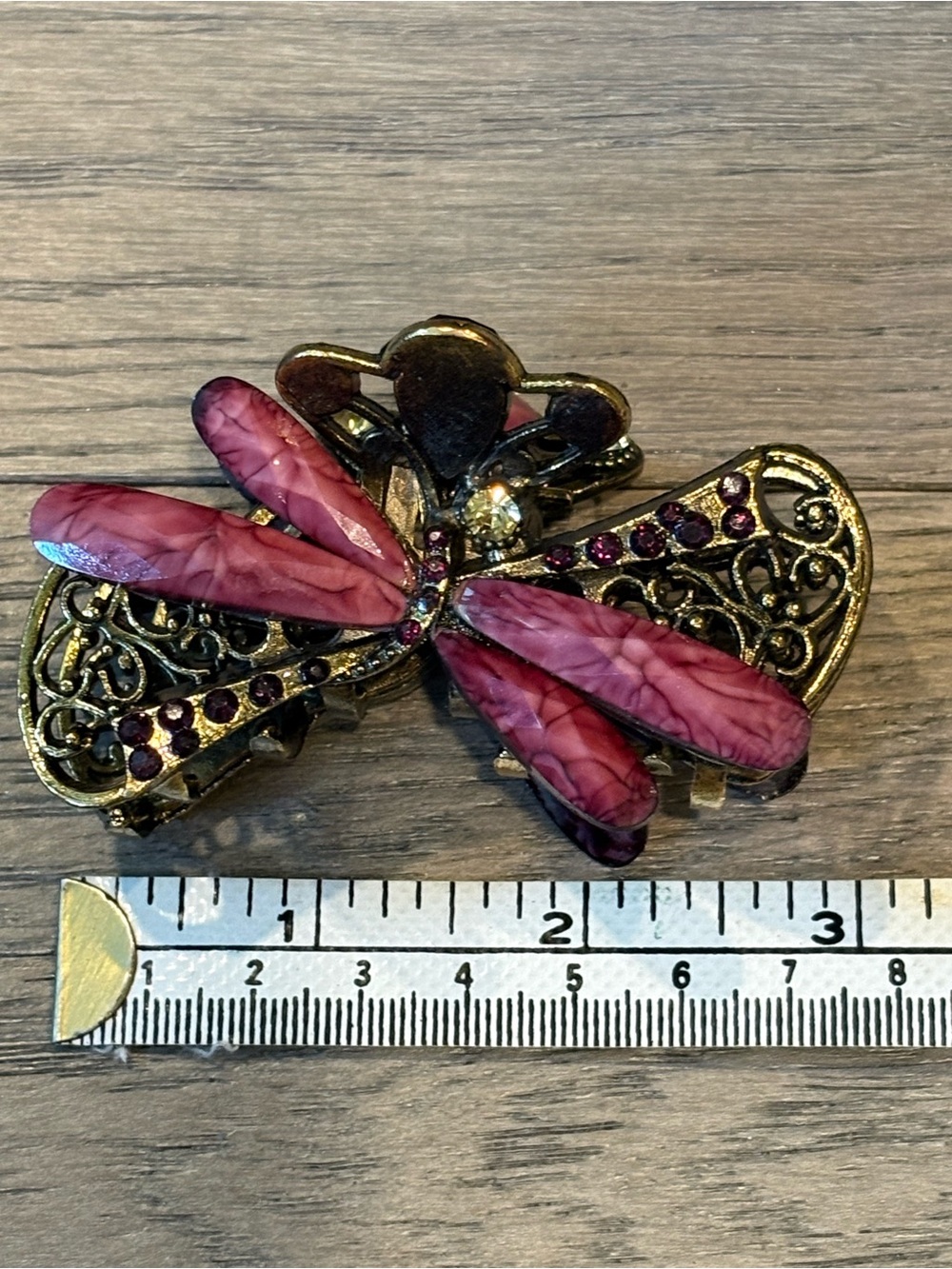 Pink Dragonfly Hair Clip for Women - Decorative Metal Accessory - Picture 12 of 12